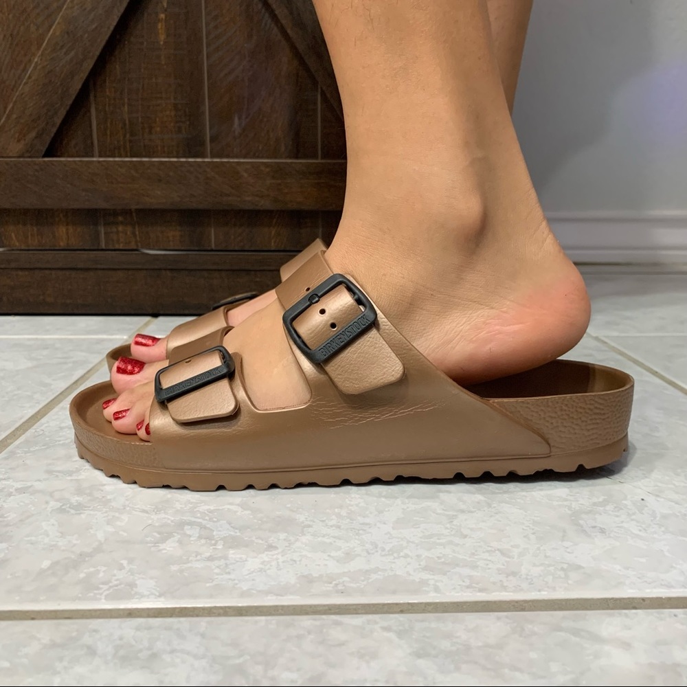 Birkenstock Bronze Rubber Arizona Sandals